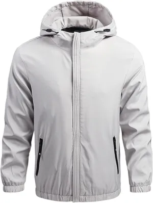 Men's Softshell Hiking Jacket Waterproof Fleece-Lined Lightweight Windbreaker for Outdoor
