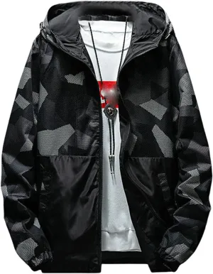 Men's Spring Autumn Sports Casual Camo Hooded Trendy Jacket Coat