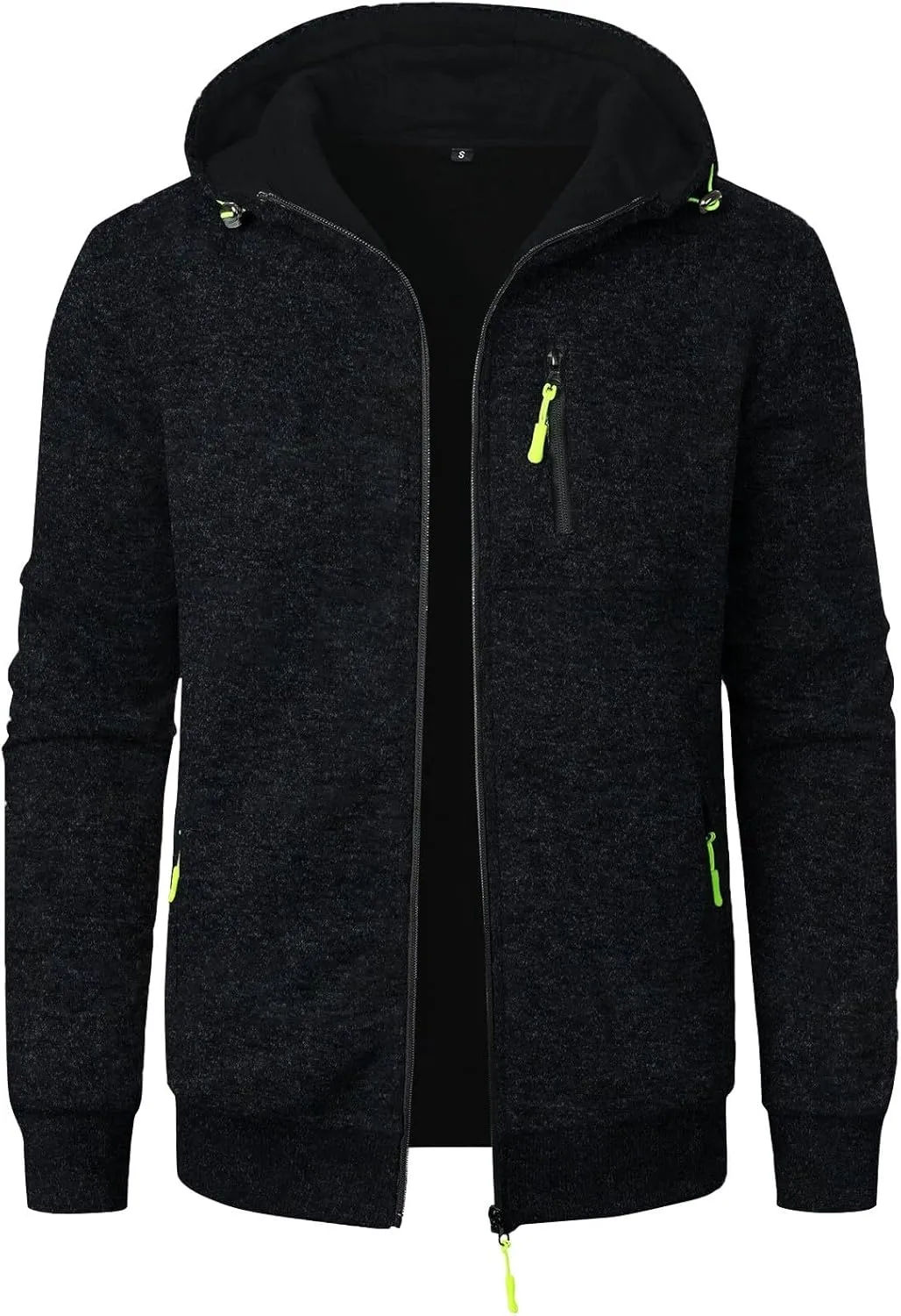 Men's Spring Fall Jacket Light Loose Sweaters Fashion Zip-Up Hooded Tops Plus Size Knited Cardigan Coat