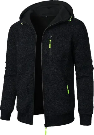 Men's Spring Fall Jacket Light Loose Sweaters Fashion Zip-Up Hooded Tops Plus Size Knited Cardigan Coat