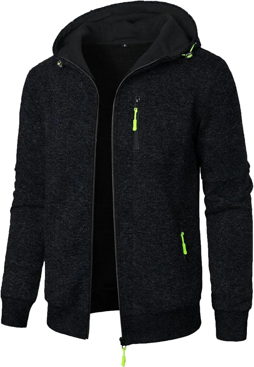 Men's Spring Fall Jacket Light Loose Sweaters Fashion Zip-Up Hooded Tops Plus Size Knited Cardigan Coat