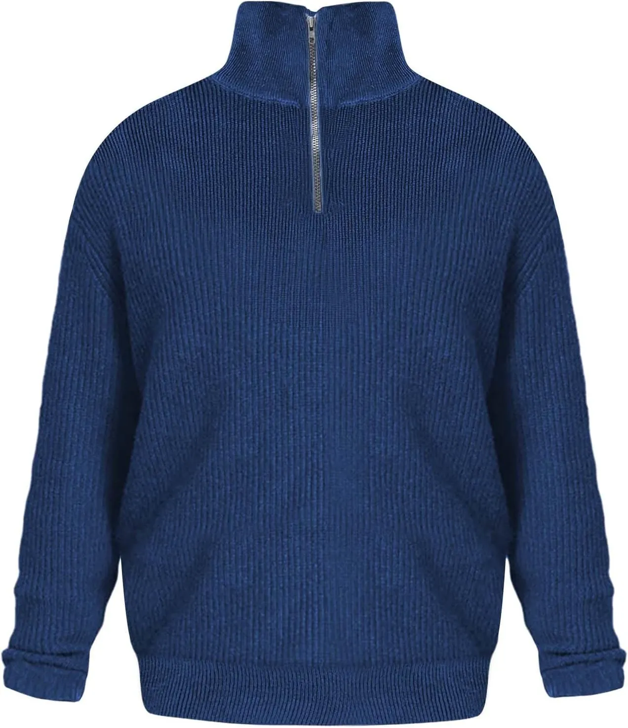 Mens Sweater Quarter Zip Pullover Cable Knit Sweater Long Sleeve Mock Turtleneck for Men Business Casual Sweater