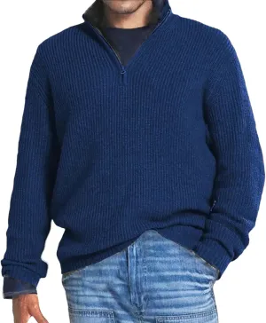 Mens Sweater Quarter Zip Pullover Cable Knit Sweater Long Sleeve Mock Turtleneck for Men Business Casual Sweater