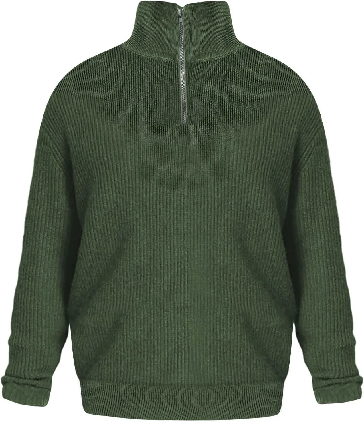 Mens Sweater Quarter Zip Pullover Cable Knit Sweater Long Sleeve Mock Turtleneck for Men Business Casual Sweater