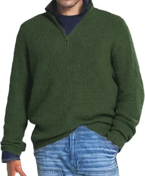 Mens Sweater Quarter Zip Pullover Cable Knit Sweater Long Sleeve Mock Turtleneck for Men Business Casual Sweater