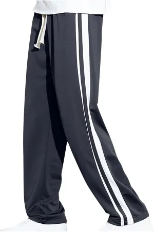 Mens Sweatpants Athletic Drawstring Jogger Pants Side Stripe Jogger Trousers Wide Leg Lounge Long Pant