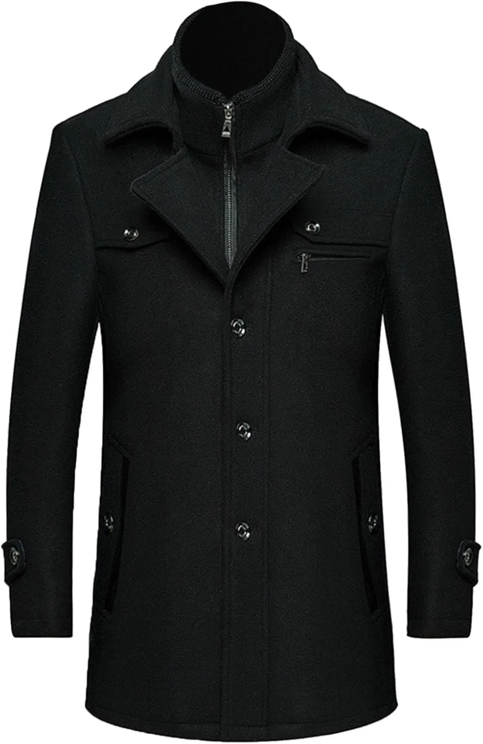 Mens Trench Coat Slim Fit Single Breasted Long Jacket Notched Lapel Belt Fall Windproof Coat Windbreaker Lapel Jacket
