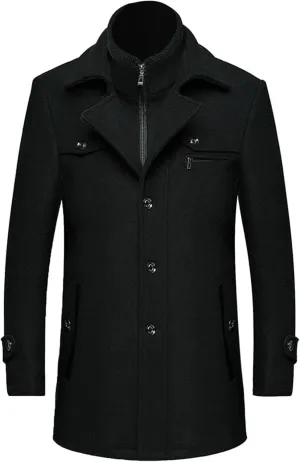 Mens Trench Coat Slim Fit Single Breasted Long Jacket Notched Lapel Belt Fall Windproof Coat Windbreaker Lapel Jacket