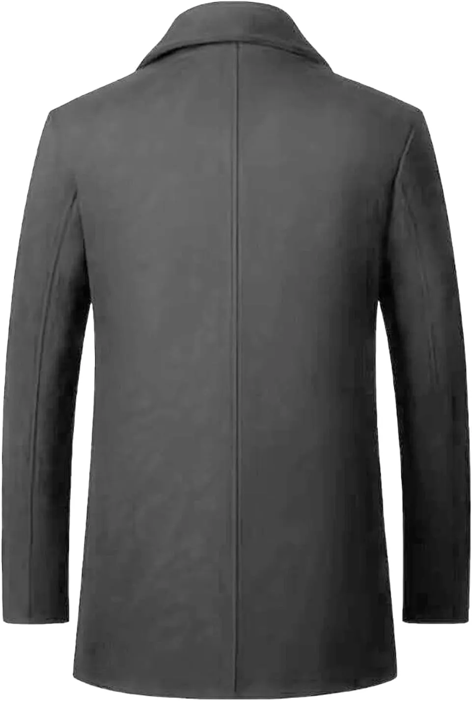 Mens Trench Coat Wool Blend Casual Peacoat Business Blazer Jacket Notched Collar Double Breasted Overcoat Fall Winter