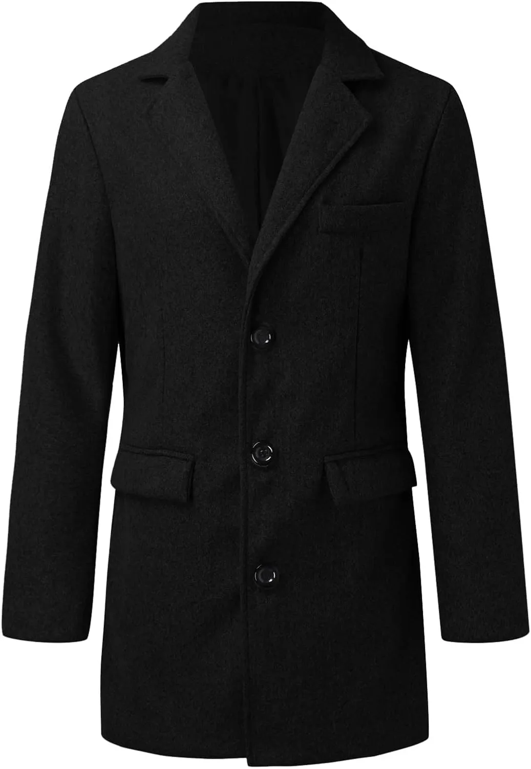 Men's Winter Jackets Vintage Long Sleeve Pea Coat Lapel Collar Single Breasted Overcoat Warm Winter Trench Coats