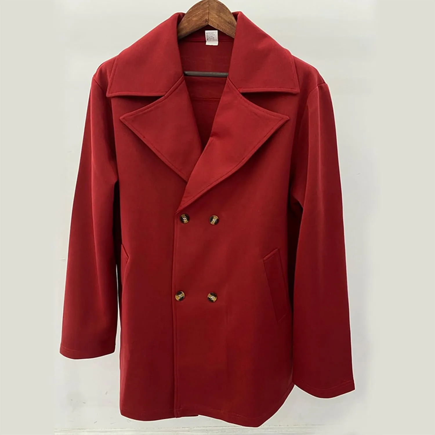 Men's Winter Pea Coat Trench Coat Double Breasted Wool Trench Coat Fall Winter Windbreaker Warm Overcoat with Pockets