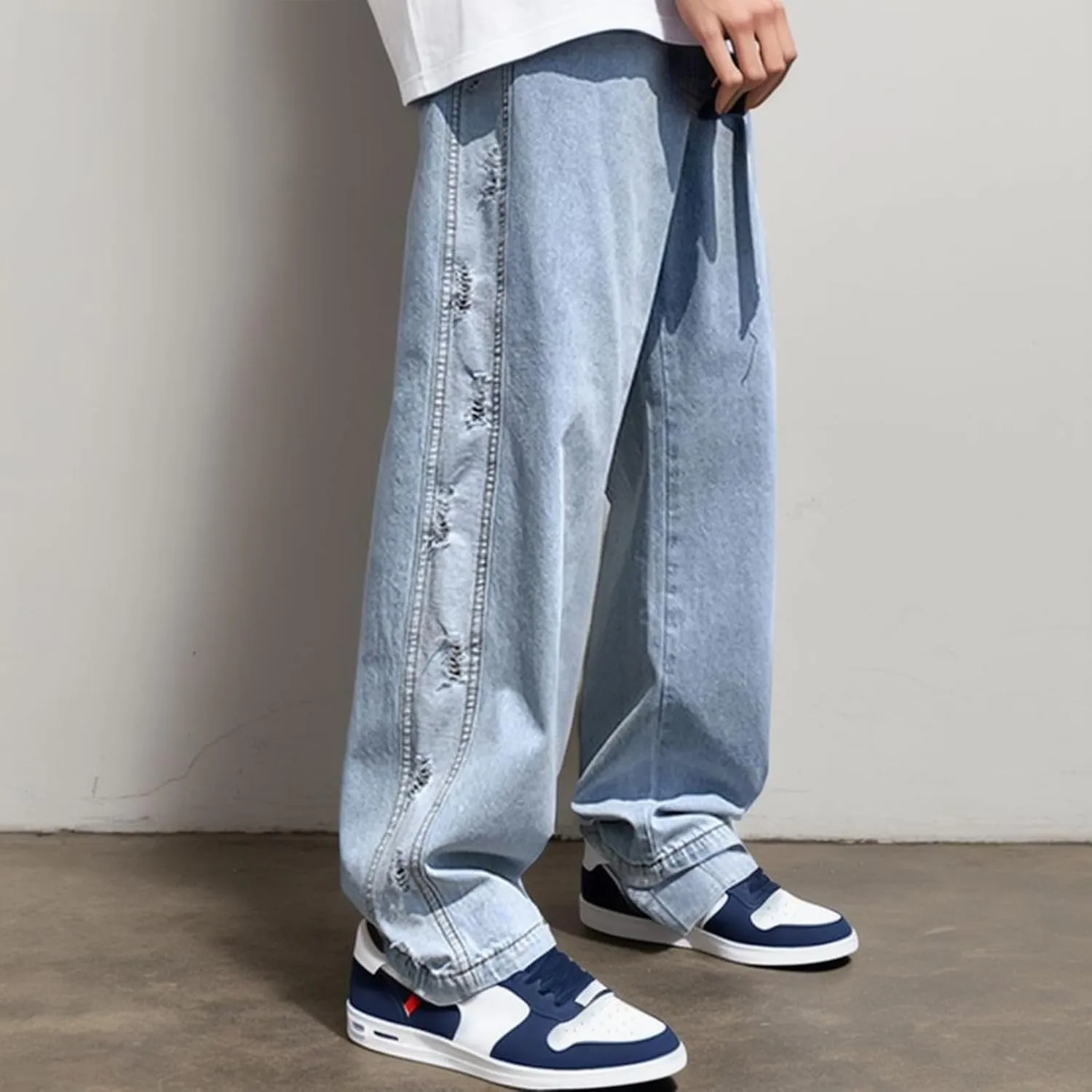 Men's Work Jeans Men's Lightweight Trousers Men's Straight Fit Jeans Slim Fit Stretch Jeans Trousers Jogging Pants