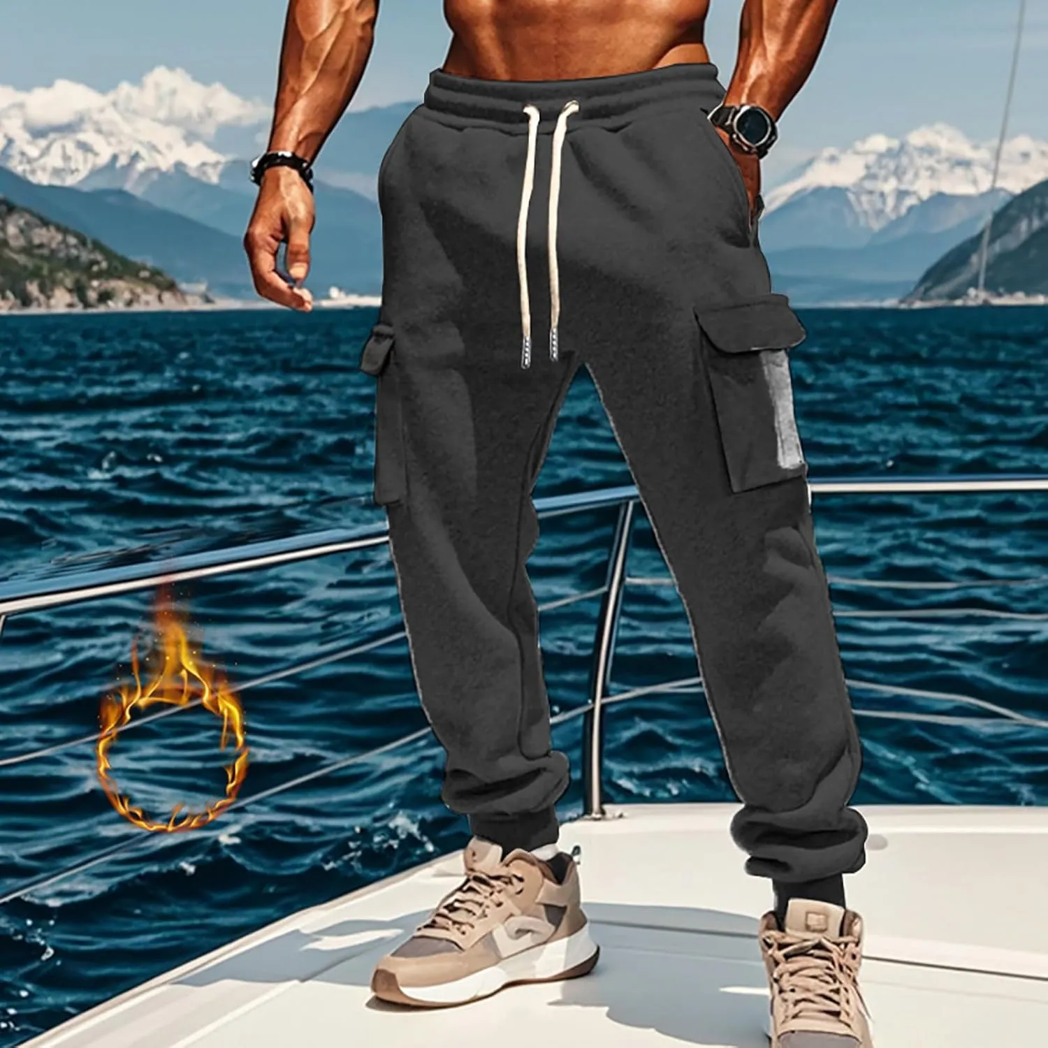 Men's Work Pants Stretch Baggy Classic Big and Tall Breathable Military Multi Pockets Joggers