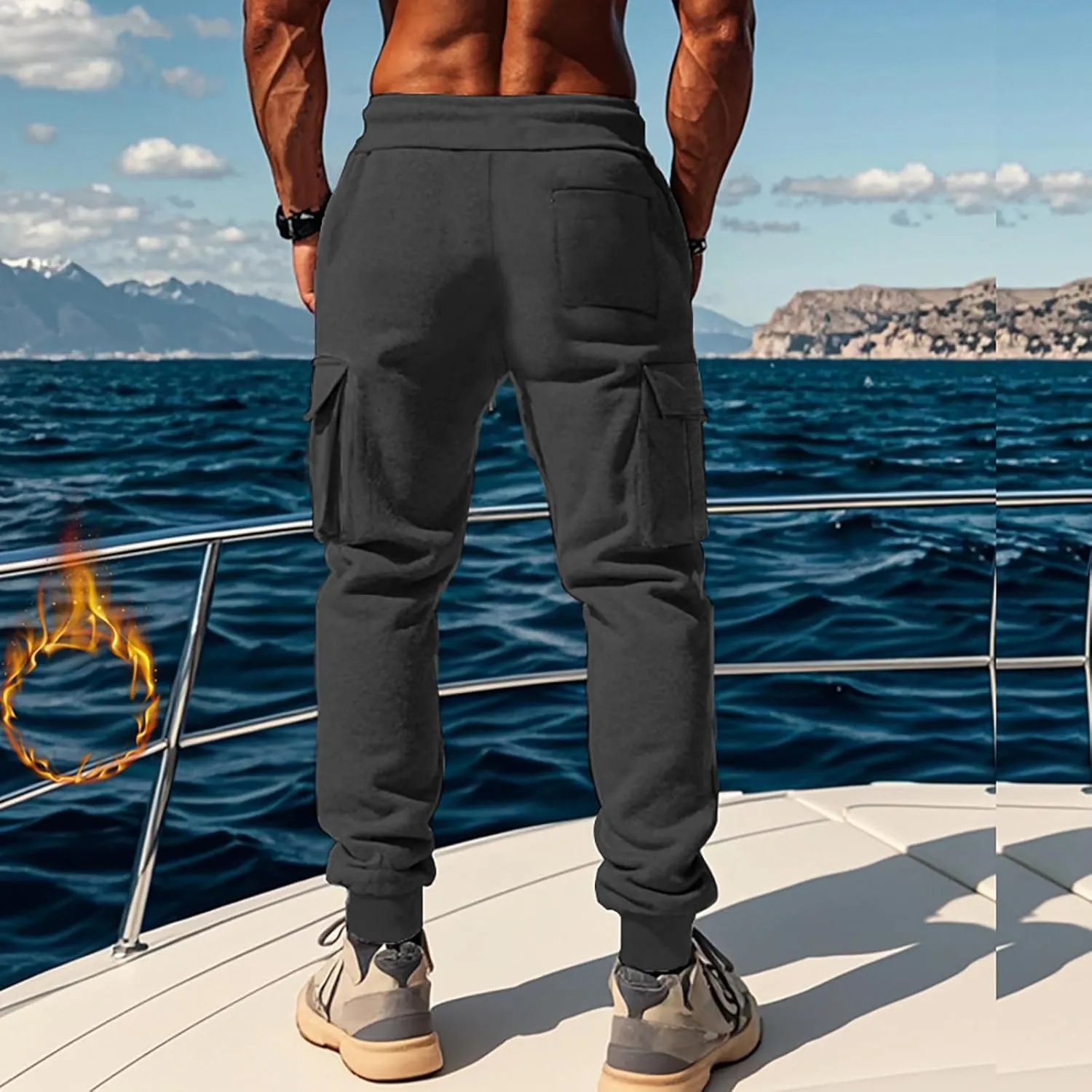 Men's Work Pants Stretch Baggy Classic Big and Tall Breathable Military Multi Pockets Joggers