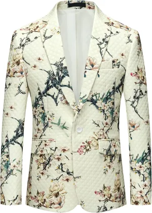 MOGU Mens Printed Blazer Jacket Sports Coat