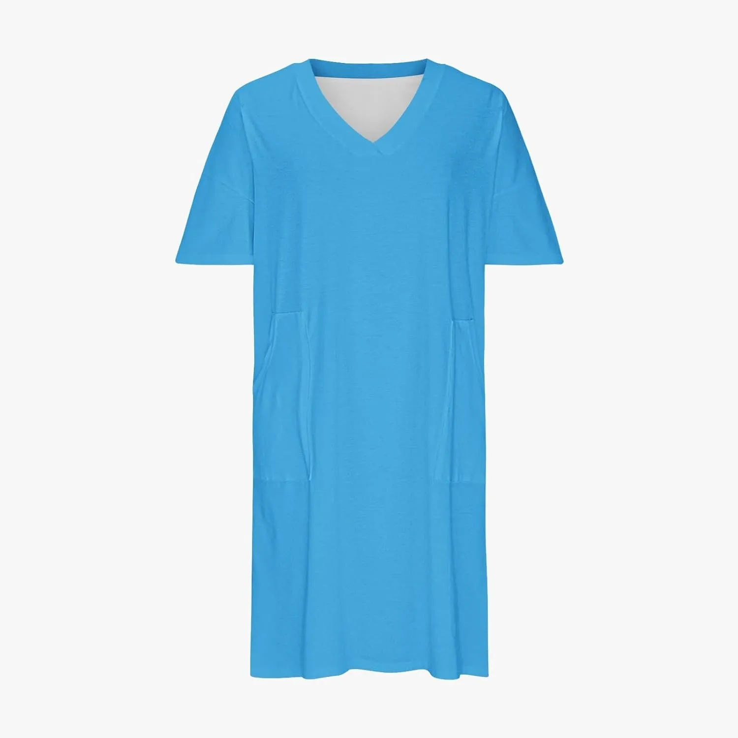 NaRHbrg Women's Plus Size Casual T-Shirt Dress Loose Fit V-Neck Short Sleeve Summer Midi Dresses Sundress with Pockets