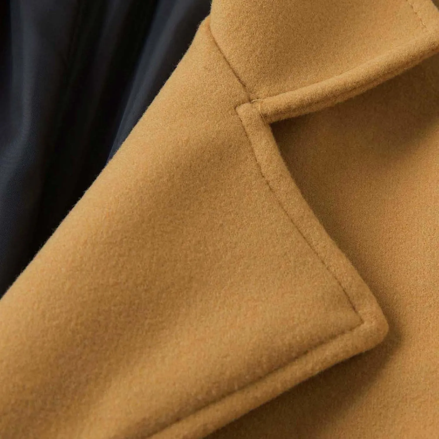 Overcoat Trench Coat Men Double Breasted Warm Woolen Cloth Jacket Long Coat Thickened Notch Lapel Outdoor Trench Coat