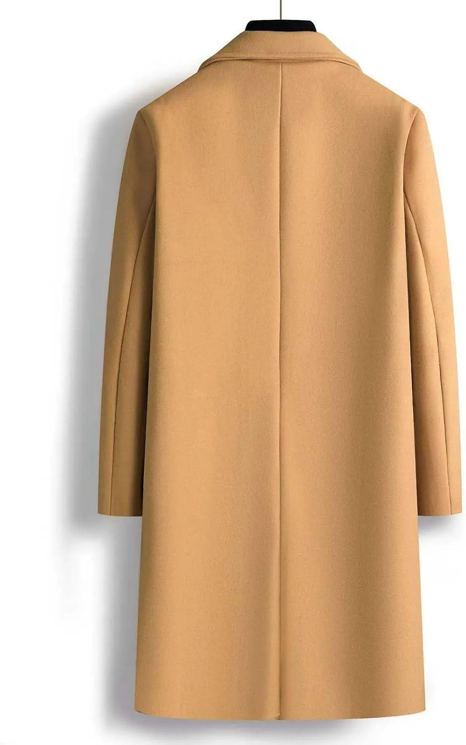 Overcoat Trench Coat Men Double Breasted Warm Woolen Cloth Jacket Long Coat Thickened Notch Lapel Outdoor Trench Coat