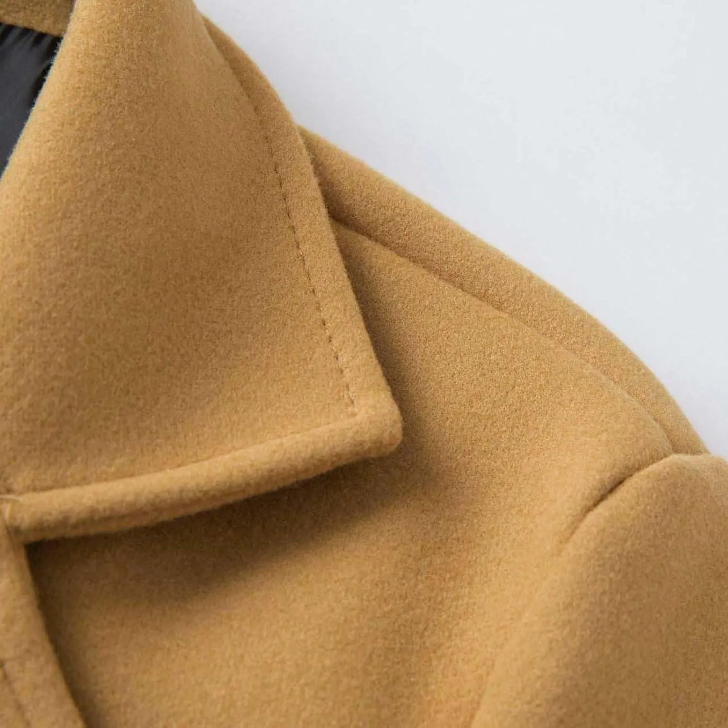 Overcoat Trench Coat Men Double Breasted Warm Woolen Cloth Jacket Long Coat Thickened Notch Lapel Outdoor Trench Coat