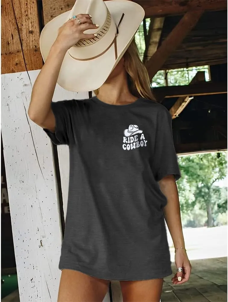 Oversized Country Music Shirt Women Western Cowboy T-Shirt Country Concert Shirt Vintage Cowgirl Rodeo Tee