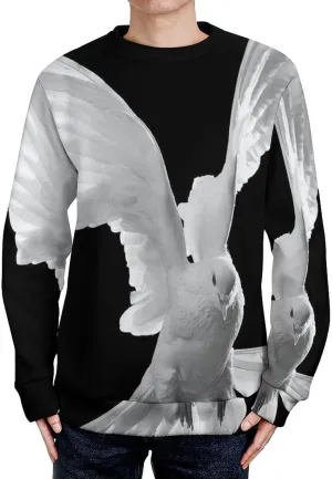 Peace Pigeon Crew Neck Sweater Oversized Long Sleeve Pure Cotton Casual Knit Pullover Sweatshirt