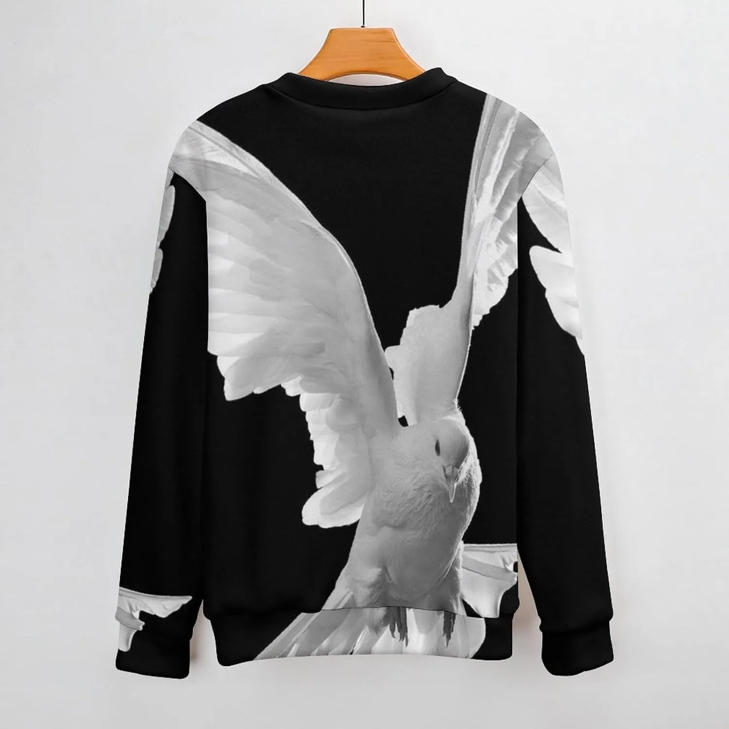 Peace Pigeon Crew Neck Sweater Oversized Long Sleeve Pure Cotton Casual Knit Pullover Sweatshirt