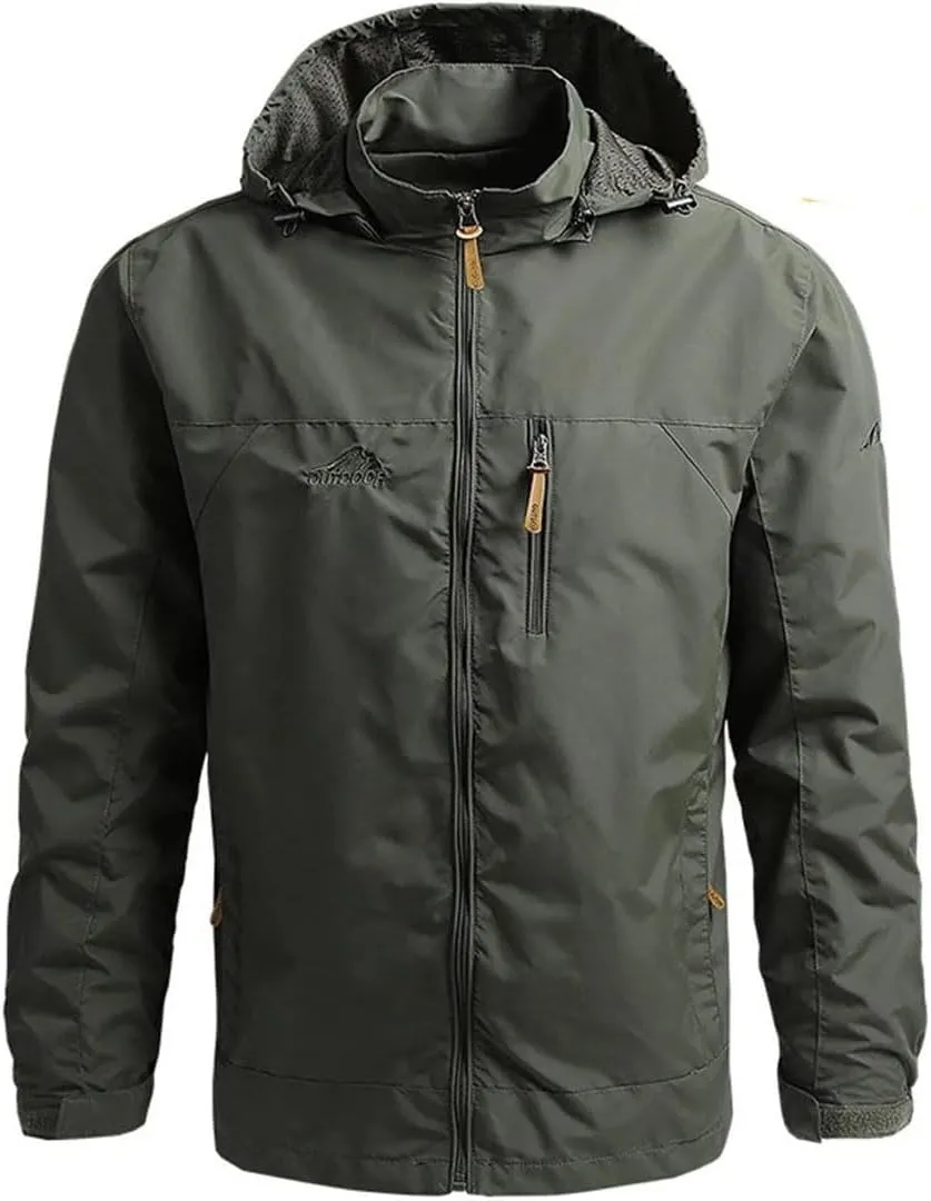 Pegsmio Men Outdoor Windbreaker Hooded Jacket Sports Climbing Thin Outwear