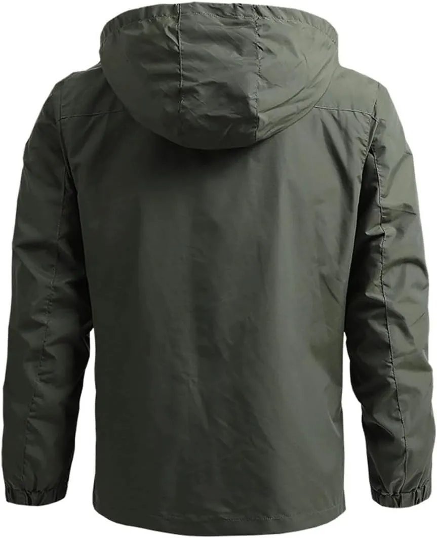 Pegsmio Men Outdoor Windbreaker Hooded Jacket Sports Climbing Thin Outwear