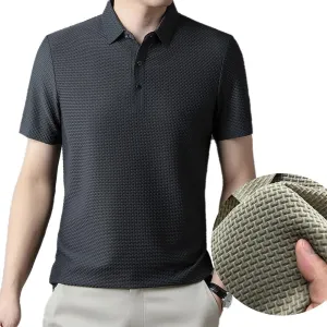 Prestigio Mesh T-Shirt, Polo Shirts for Men, Prestigio Wrinkle-Free Textured Slim Fit Polo Shirt