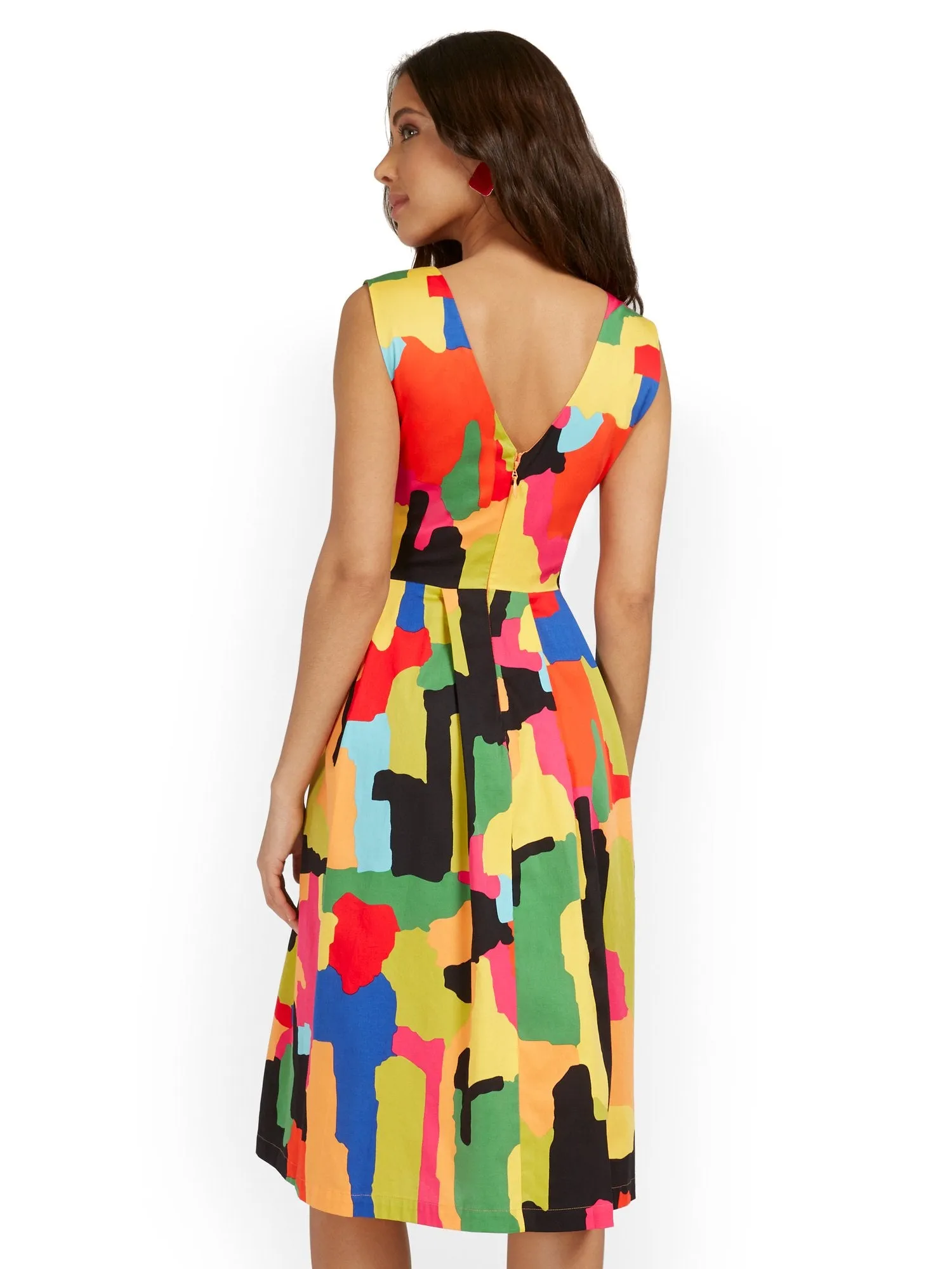 Printed V-Neck Side-Tie Dress