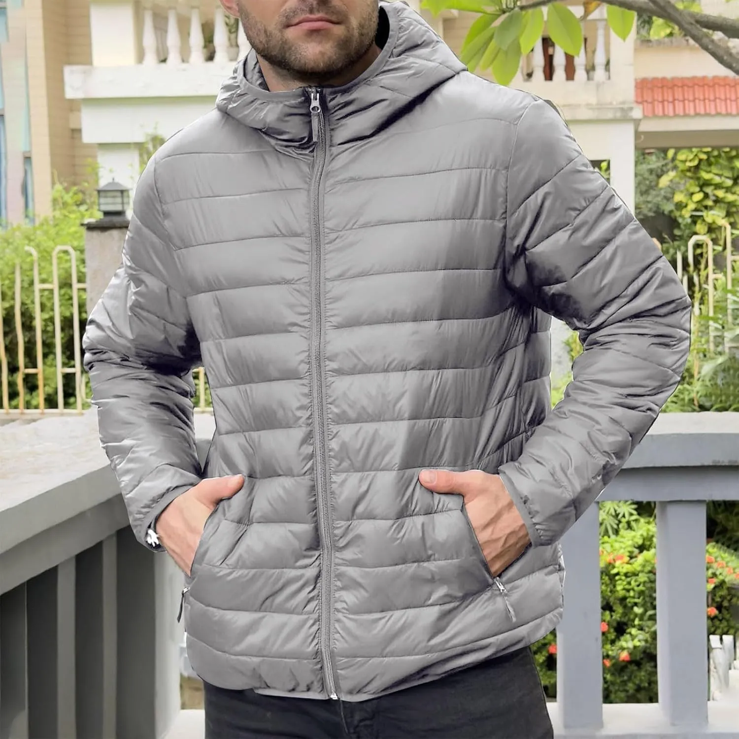 Puffer Jacket for Men Lightweight Packable Winter Warm Coat Thickened Temperament Fashion Down Jackets Big and Tall
