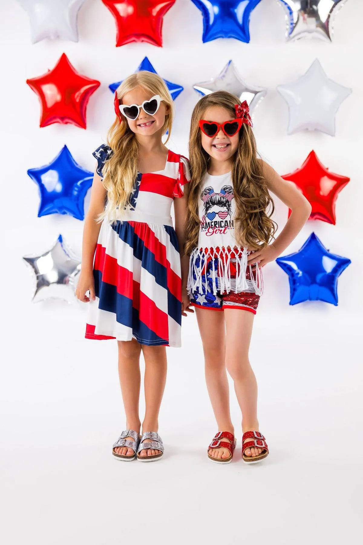 "All American Girl" Sequin Flag Short Set