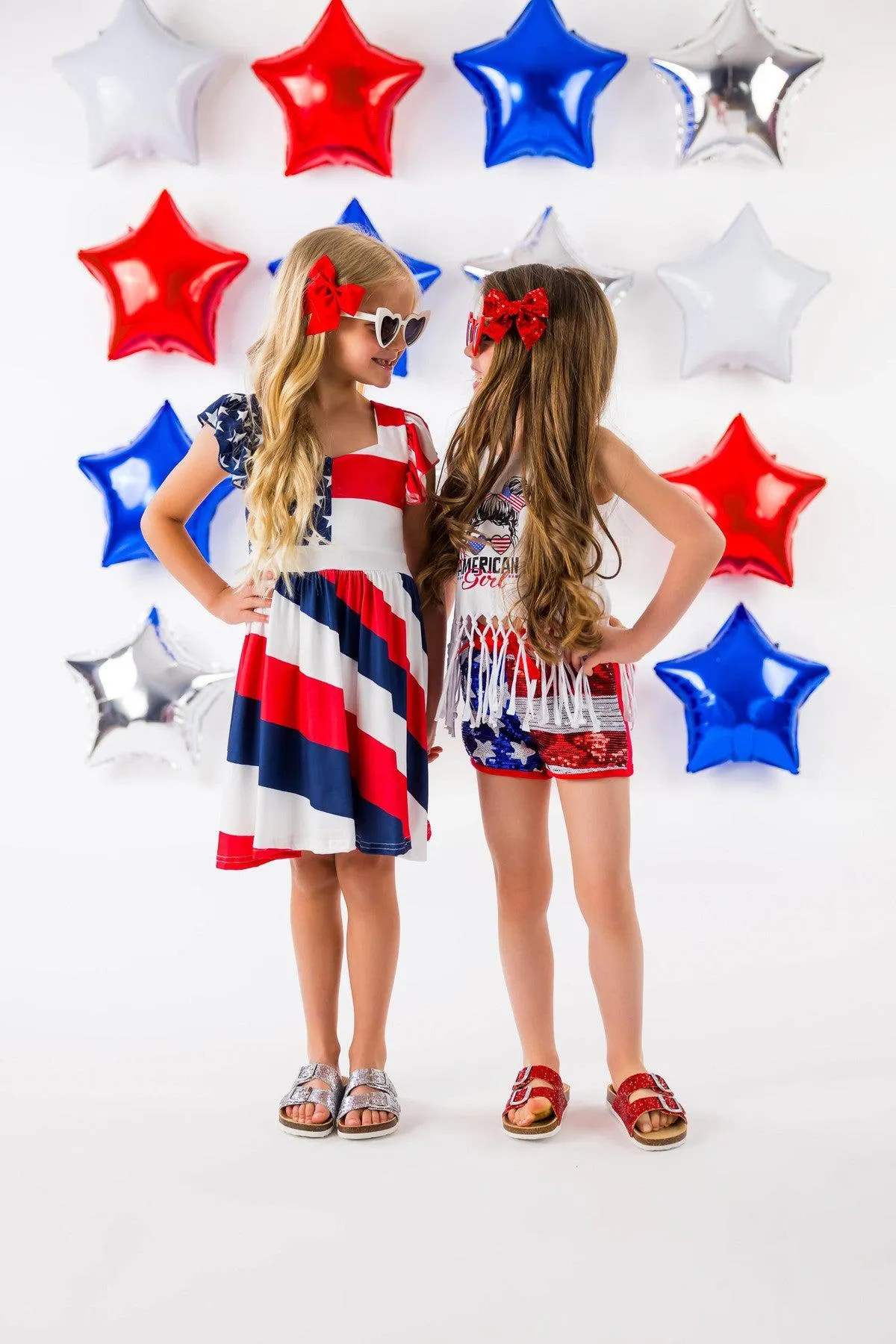 "All American Girl" Sequin Flag Short Set