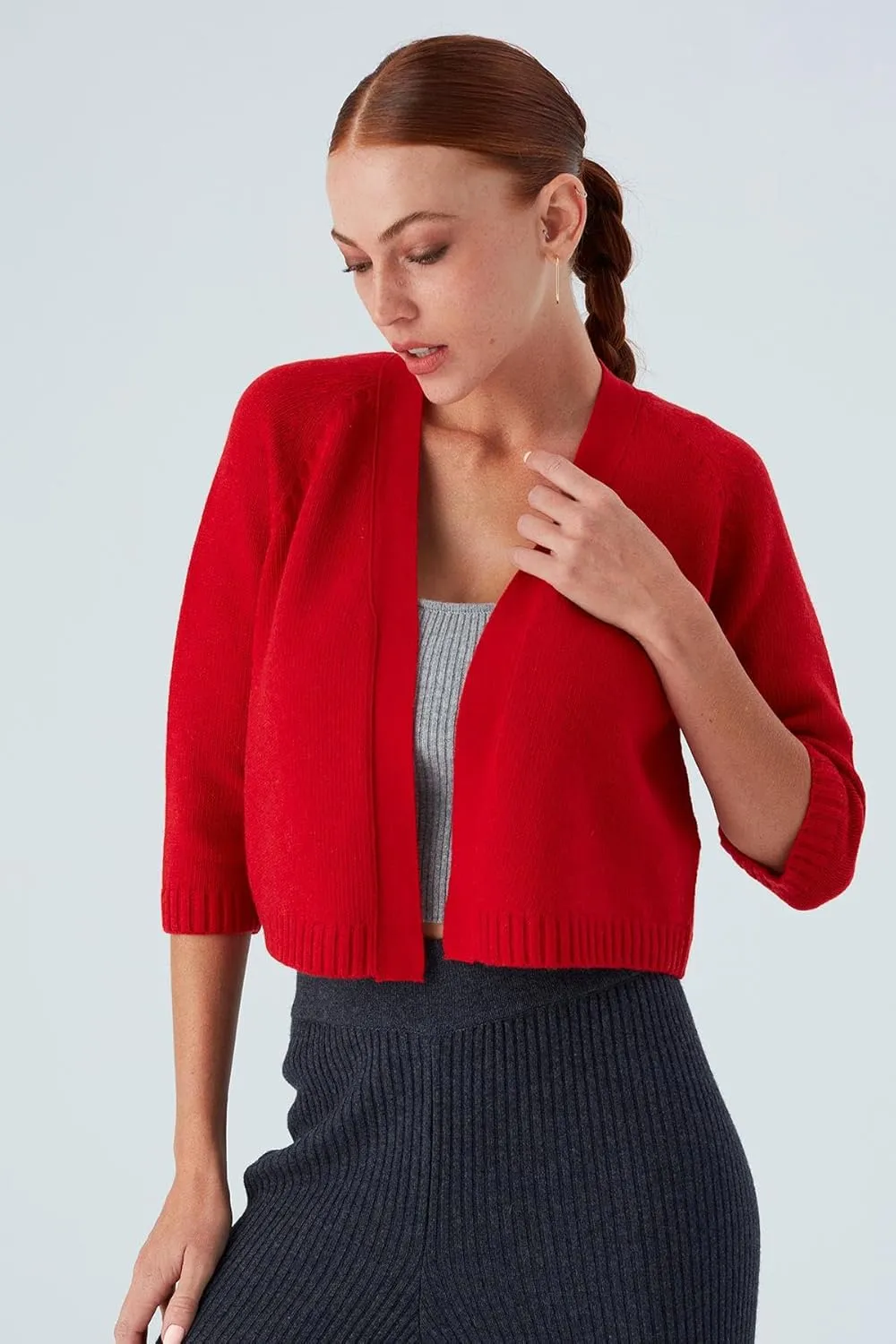 Raglan Sleeve Cashmere Blend Short Women's Knitwear Bolero