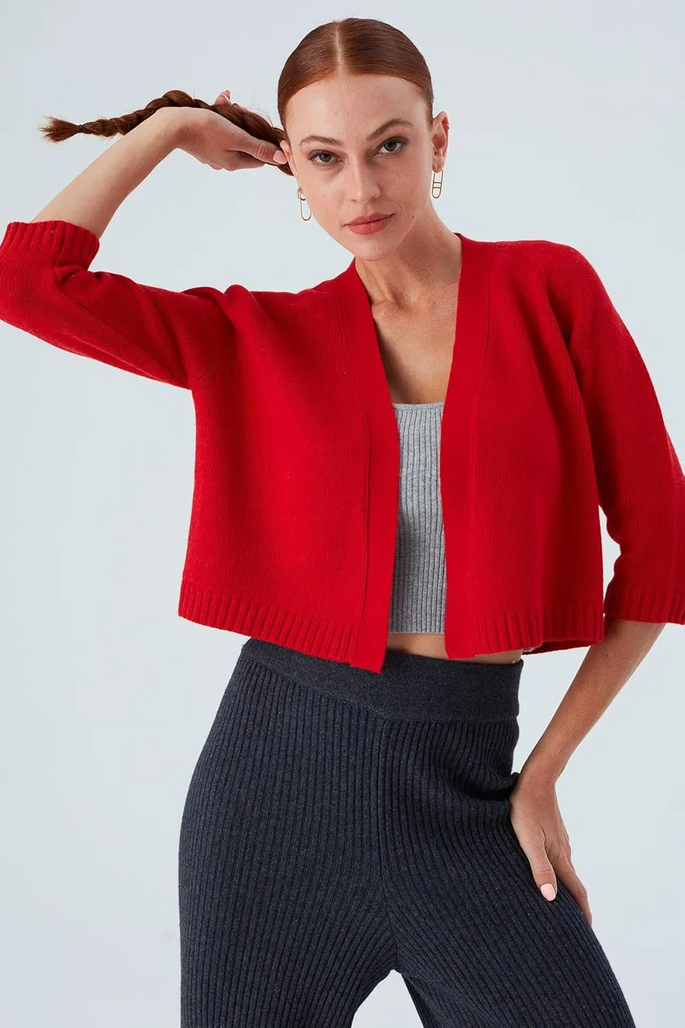 Raglan Sleeve Cashmere Blend Short Women's Knitwear Bolero