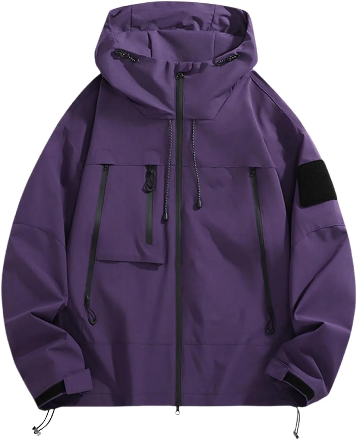 Rain Jacket Men Long Sleeve Outdoor Waterproof Coats Lightweight Windbreaker Jackets Casual Travel Hoodies With Pocket