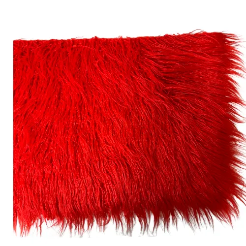 Red Mongolian Long Pile Faux Fur Fabric