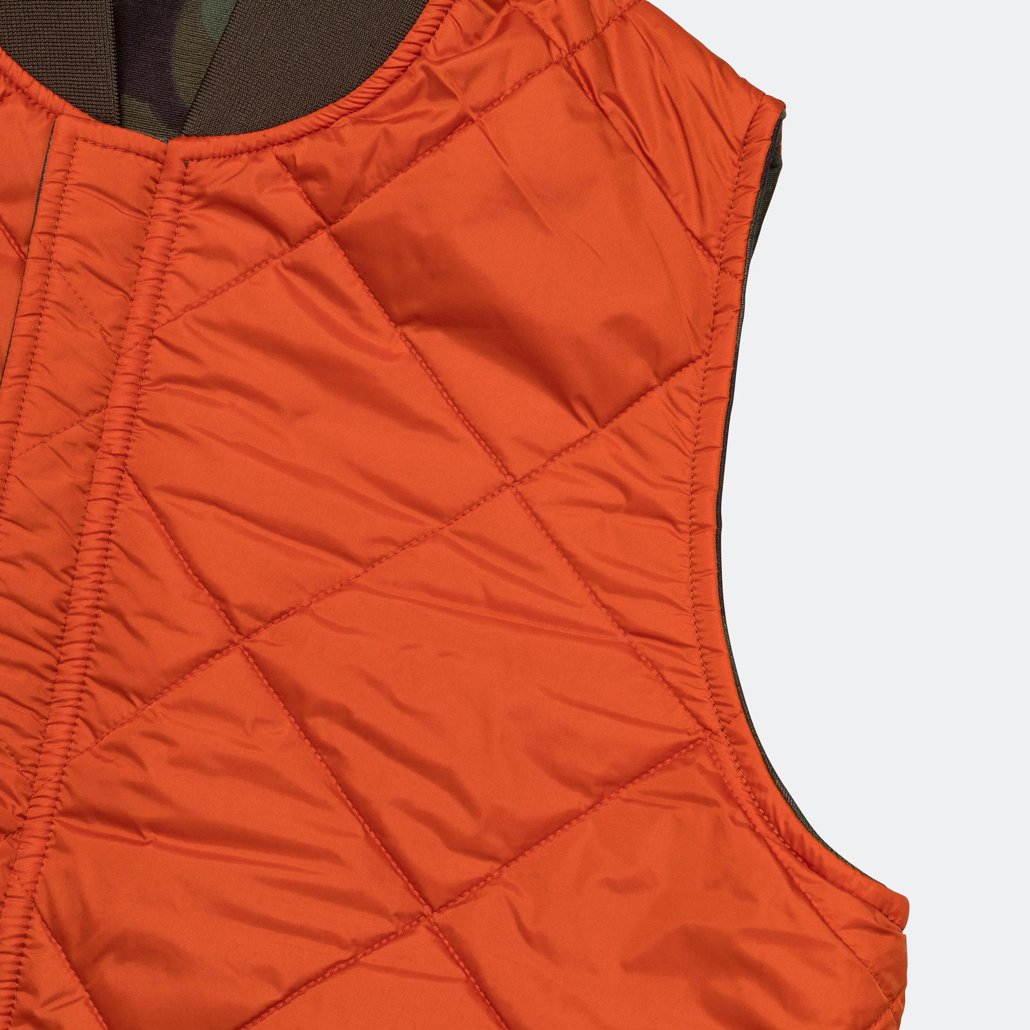 Reversible Duck Hunter Camo Puff Vest  - Olive Camo/Orange