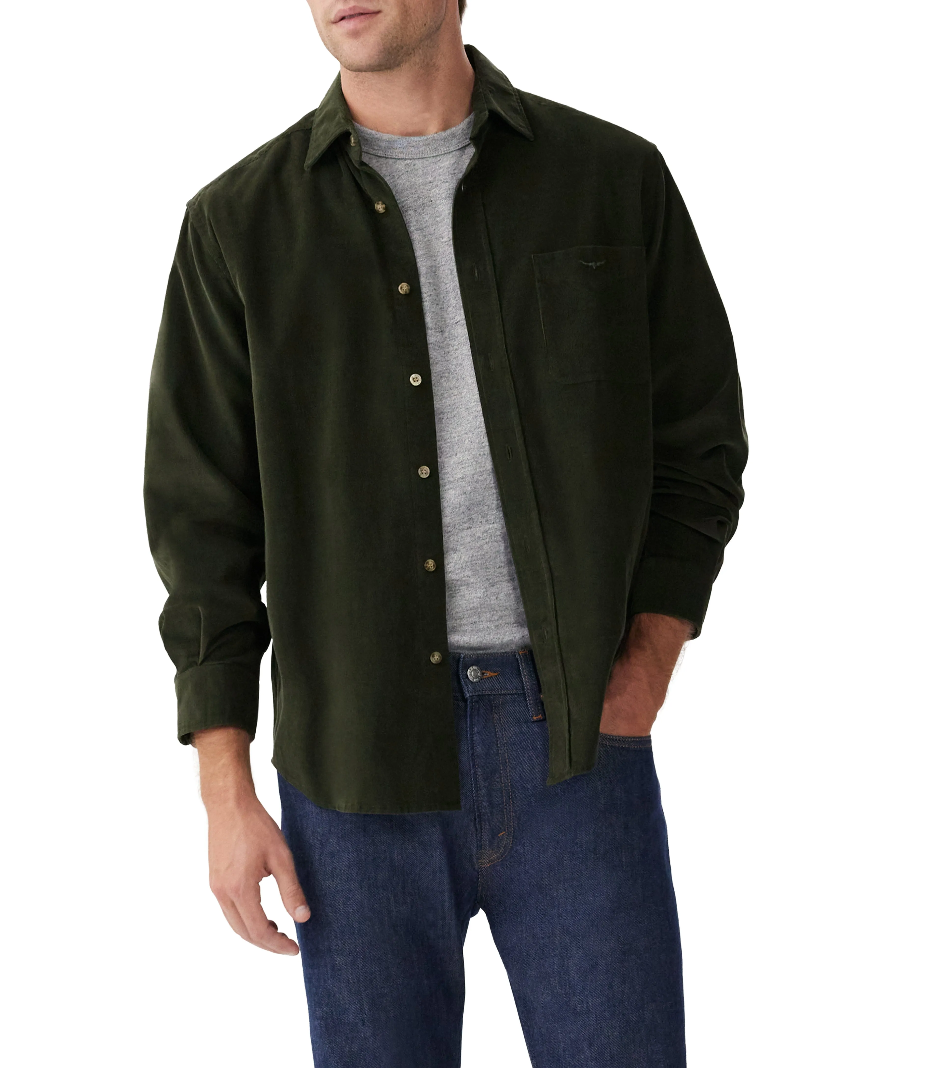 R.M.Williams Classic Mens Shirt - Olive Corduroy