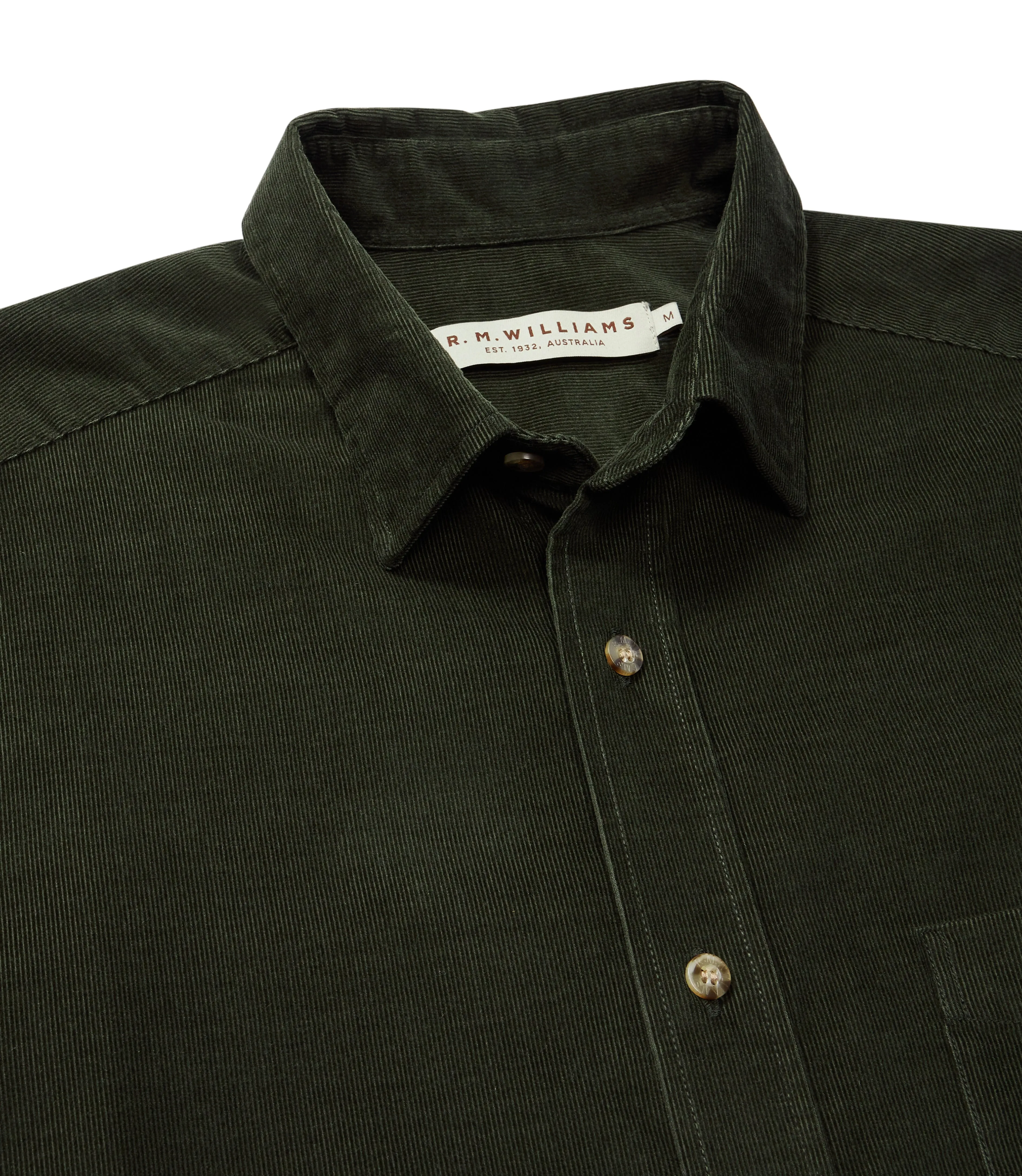 R.M.Williams Classic Mens Shirt - Olive Corduroy