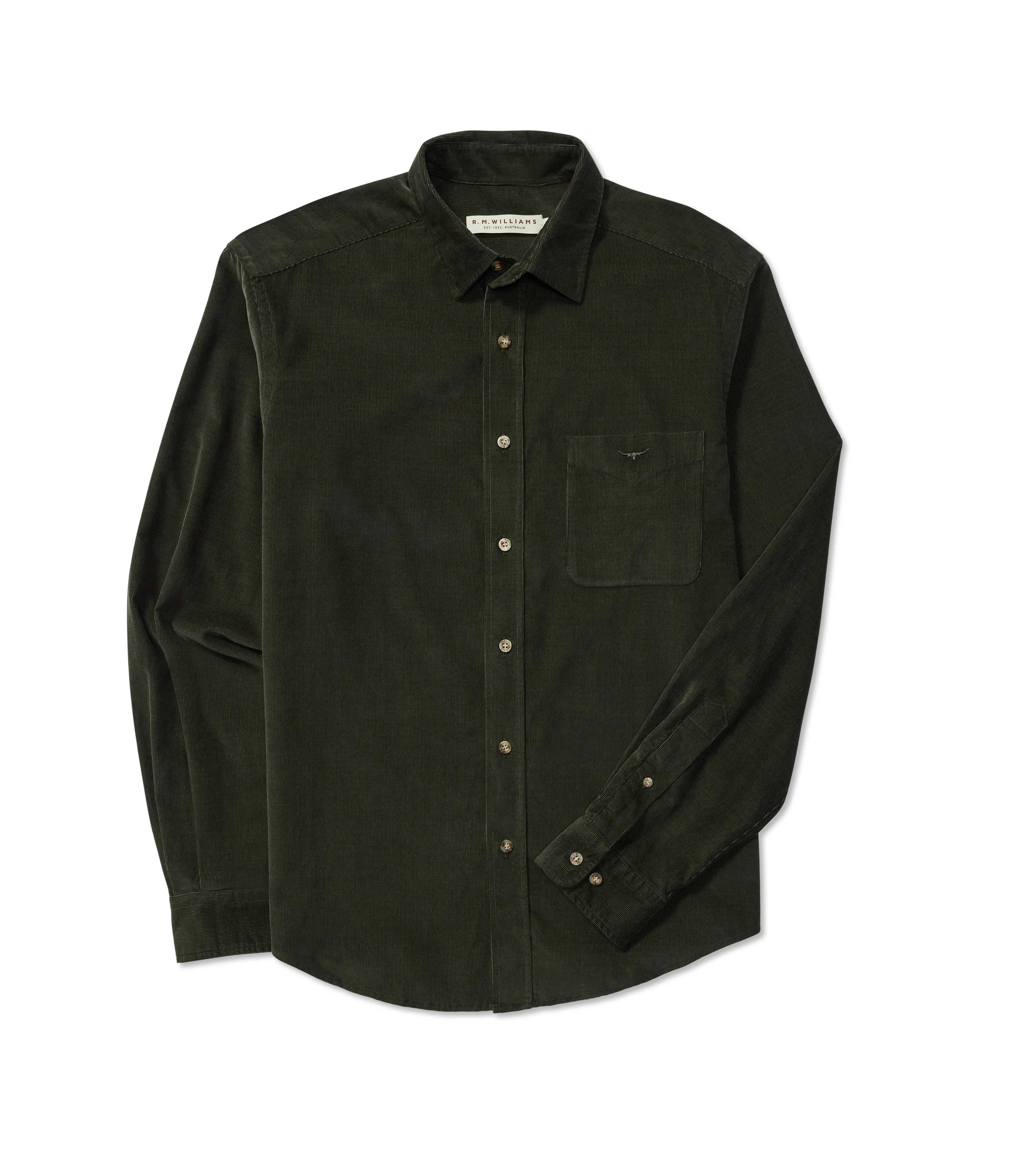 R.M.Williams Classic Mens Shirt - Olive Corduroy