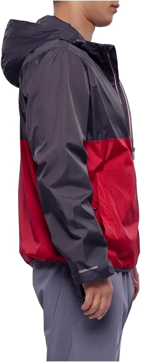 Rokka&Rolla Men's Lightweight Packable Windbreaker Water-Resistant Weatherproof Jacket