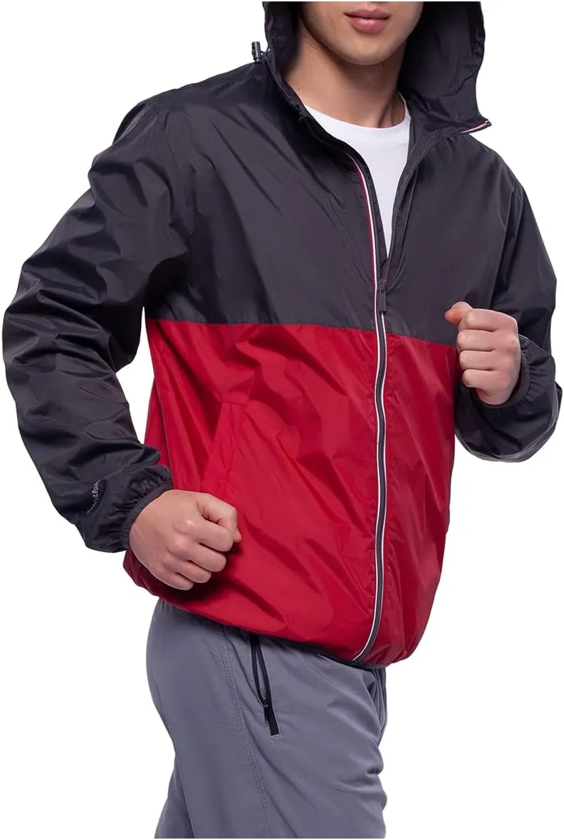Rokka&Rolla Men's Lightweight Packable Windbreaker Water-Resistant Weatherproof Jacket