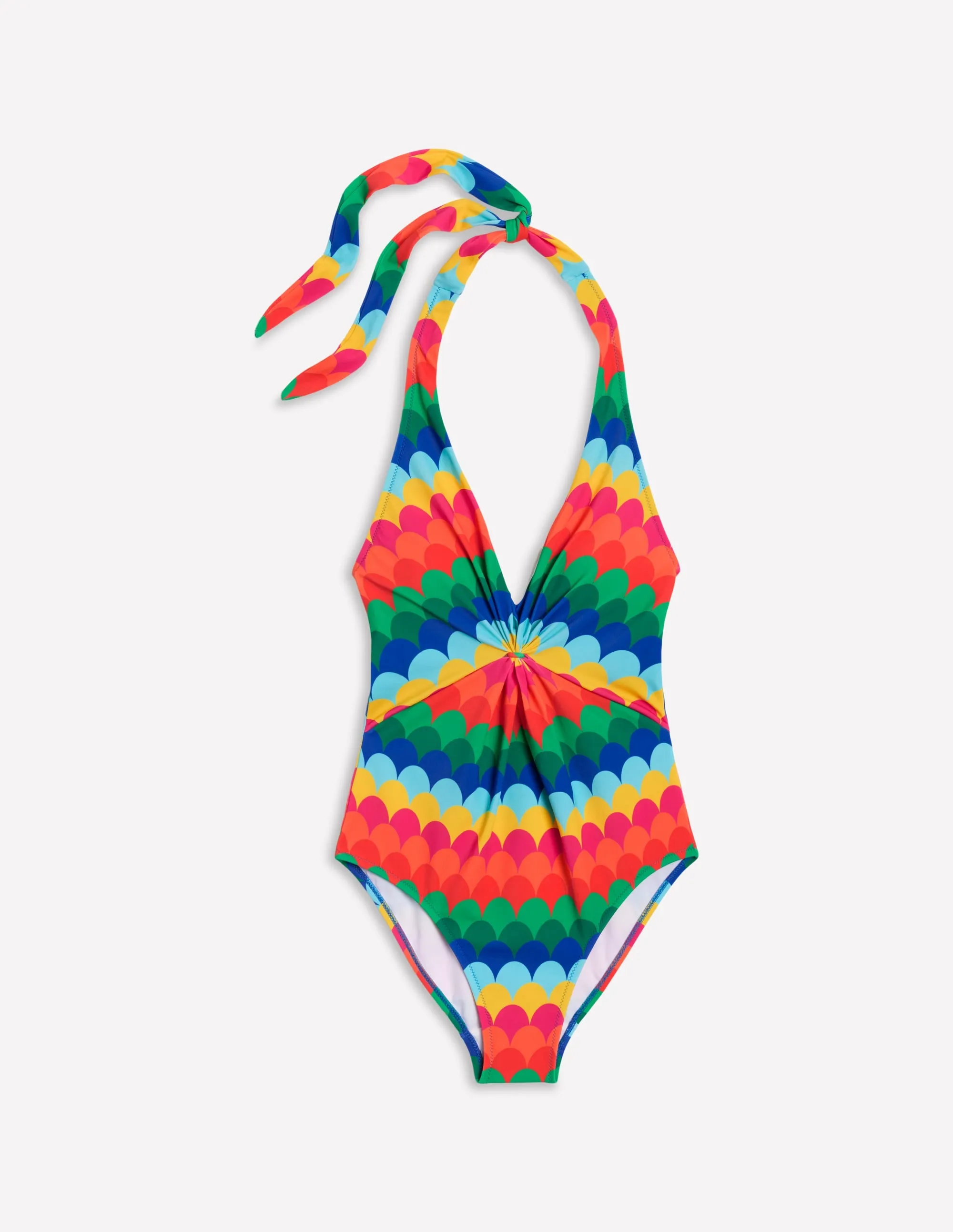 Ruched Loop Swimsuit-Multi, Scallop Stripe