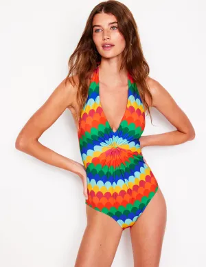 Ruched Loop Swimsuit-Multi, Scallop Stripe