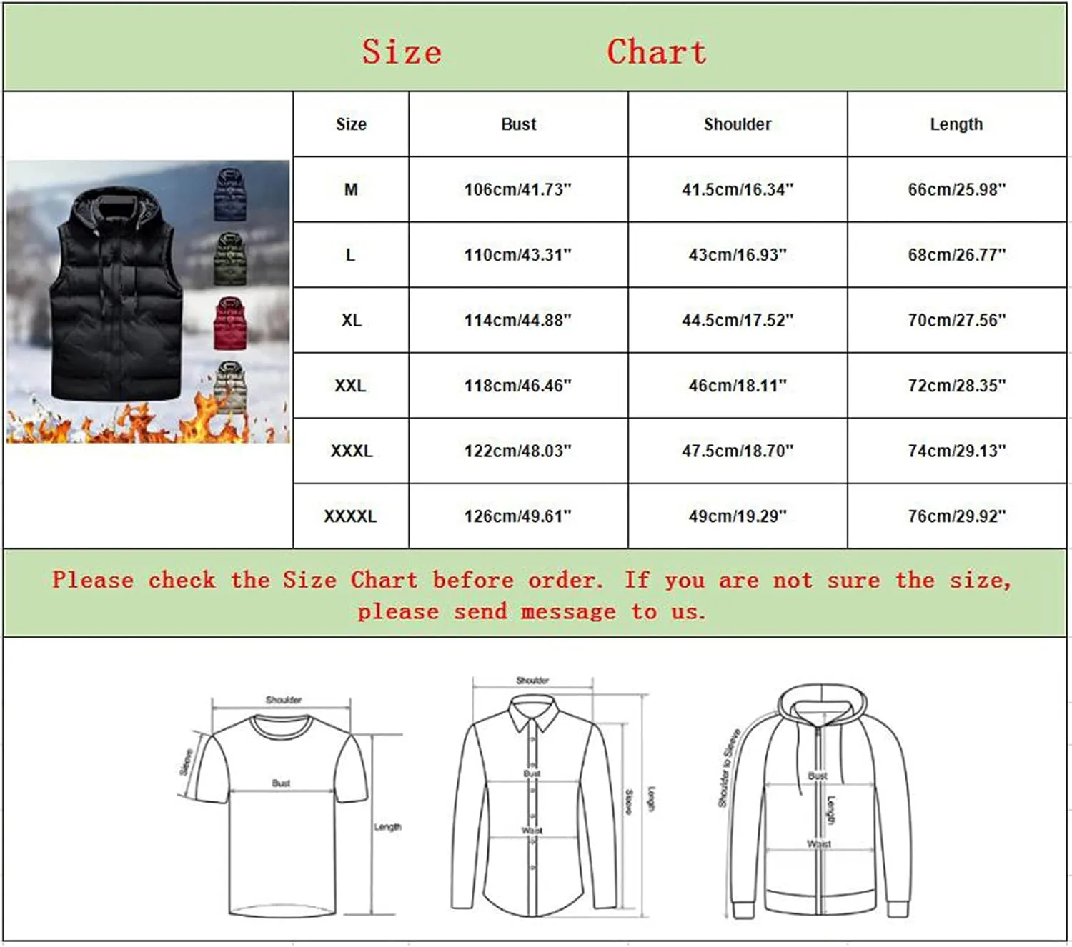 SAMST Men's Full-Zip Hoodie Puffer Vest Running Vest Outerwear Lightweight Sleeveless Jacket for Travel Hiking Running Golf