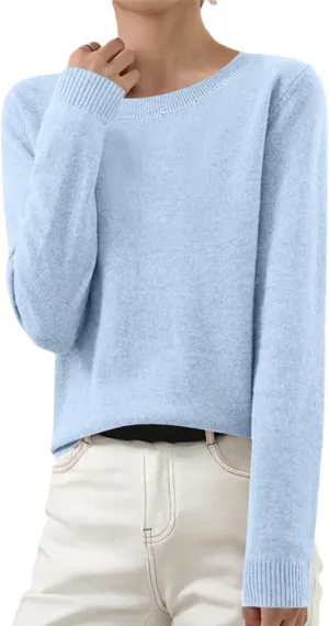 SERYU Cashmere Sweaters for Women Crewneck Long Sleeve Knit Spring Tops Jumper Knitted Pullover Cashmere Sweater