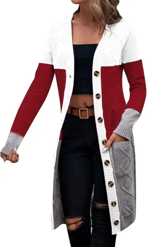 SHAOBGE Winter Clothes For Women Cardigan European And American Solid Color Mid Length Coarse Sweater Sweater
