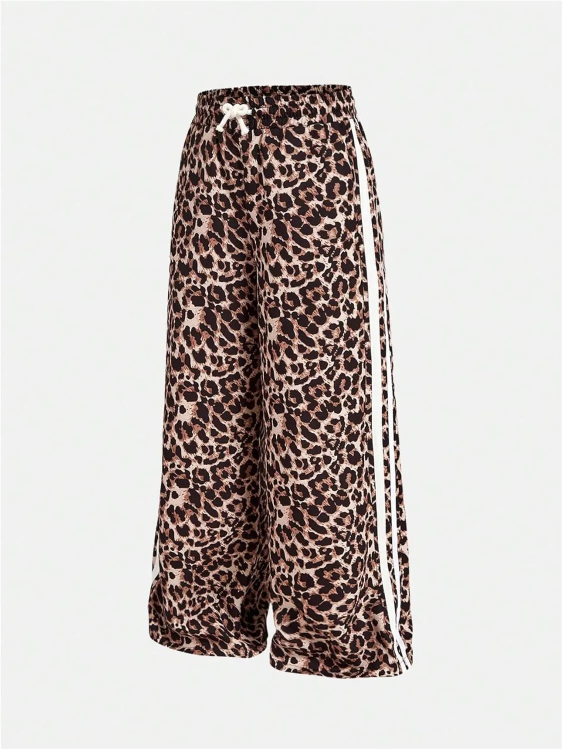 SHENHE Girl's Y2k Leopard Print Pants Wide Leg Baggy Side Stripe Cheetah Pants Trousers