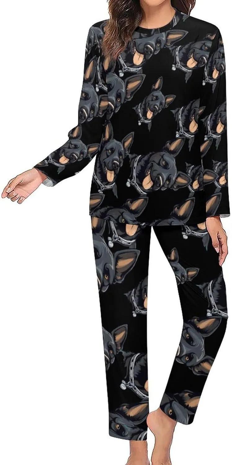 Shepherd Dog Women's Pajama Set Long Sleeve Pj Sets Casual Two Piece Loungewear Soft Sleepwear